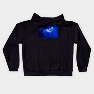 Translucent jellyfish in deep blue water Kids Hoodie